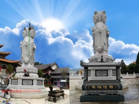 石雕滴水观音菩萨手中的净瓶和杨形影不离